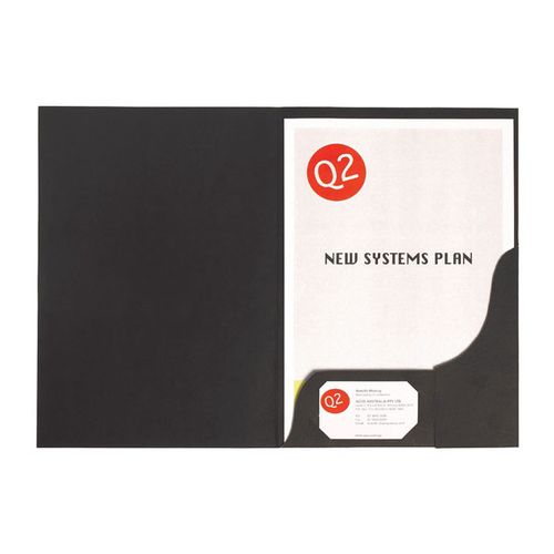 Marbig Presentation Folder Leathergrain Black A4 Pk10 - Only 1 Remaining